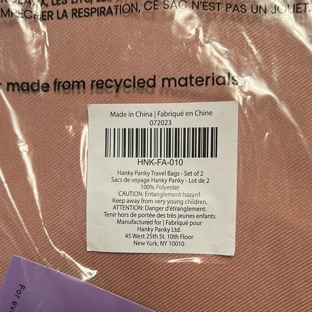 Hanky Panky mauve travel bags